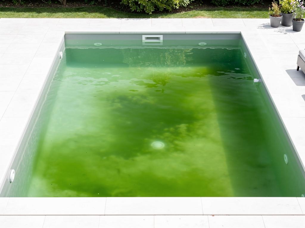 Eau verte dans une piscine sans filtration active