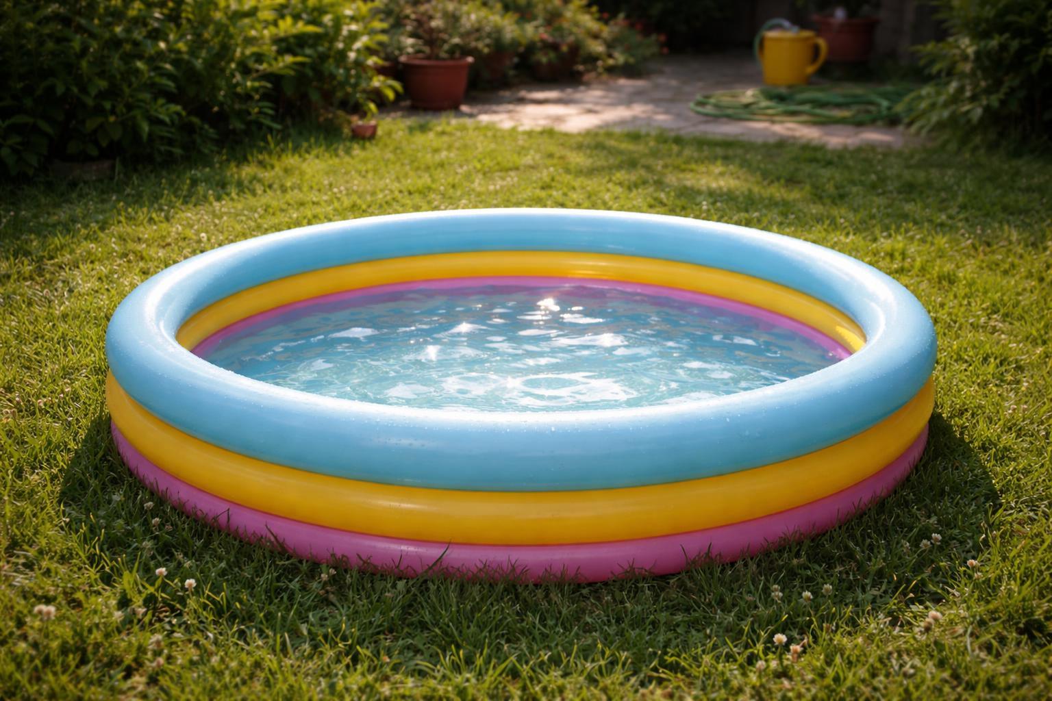 Inspection du bord d'une piscine gonflable